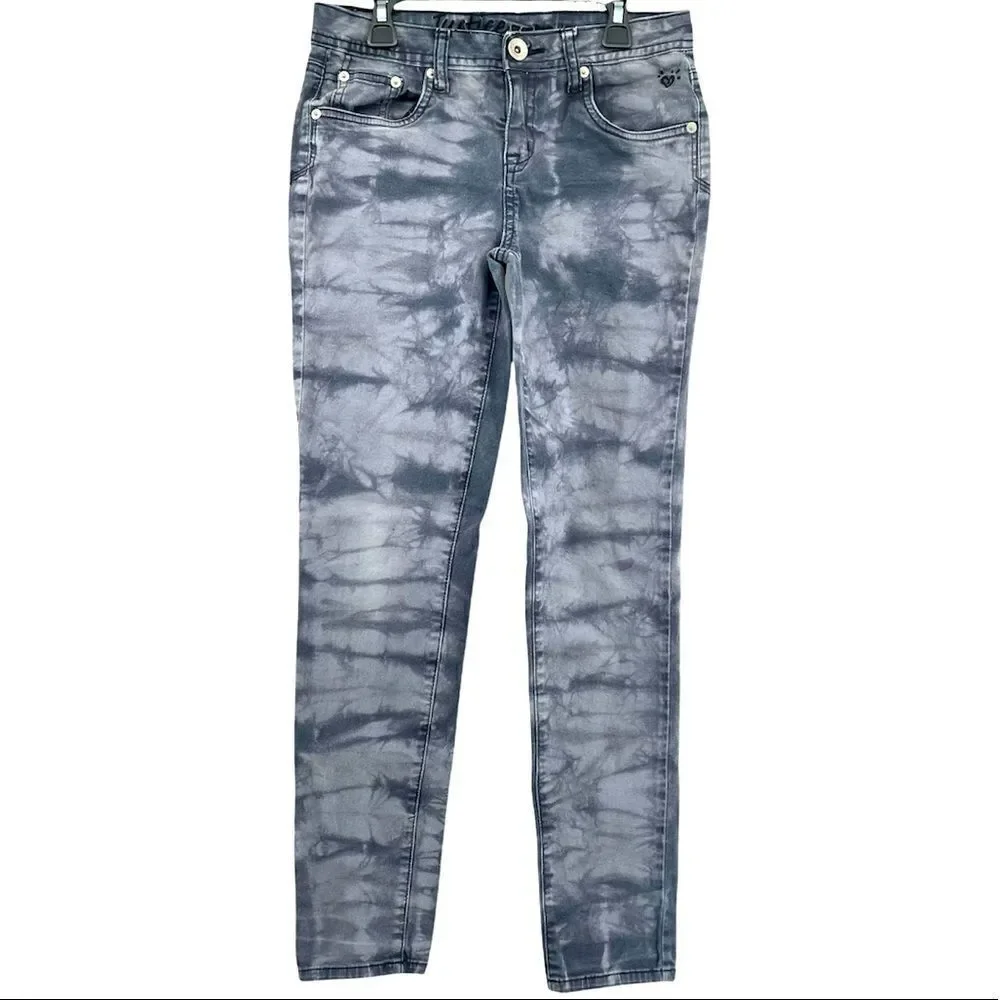 Justice Premium Jeans Girl’s Simply Low Tie Dye Gray Denim Skinny Jeans Size 14